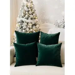 GENERICO - 04 Cojines Verdes Petróleo Navideñas Boho 45 X 45 Cm