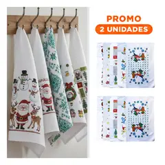 GENERICO - Pack2 Toalla Navidena Blanca Estampada Rectangular 40x60cm para Regalo