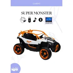 GENERICO - CARRO A BATERIA MODELO SUPER MONSTER COLOR ANARANJADO Y BLANCO