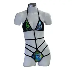 GENERICO - Trikini NEGRO Microfibra Estampado VERDEAZUL Talla SM DEALCOBA