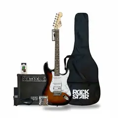 ROCKSTAR - Pack de Guitarra Electrica Especial para hacer Rock con Amplificador 15W y Accesorios - Sumbarst