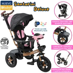 EBABY - Triciclo para niños Musical extra acolchado Santorini Rosado
