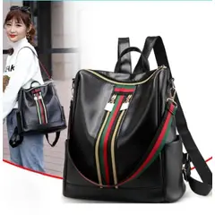 BUZIOS - MOCHILA BOLSO NEGRO LIVIANO SEMI BLANDO DE CUERO PU