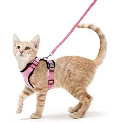 IMPORTADO MC - Perchera para Gato Ajustable a Prueba de escape con Correa Talla XS Color Rosa
