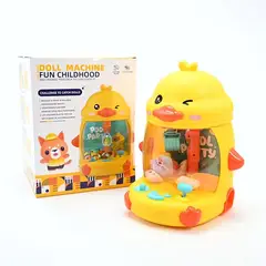 GENERICO - Máquina Atrapa Peluches Patito con Luces y Sonido + Mini Muñequitos