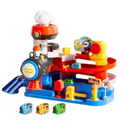 GENERICO - Estación de Tren Eléctrica con Rampa y 3 Trencitos de Colores