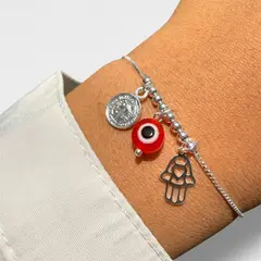 JOYERIA D'PILMER - PULSERA DE PLATA TRIO SAGRADO