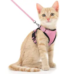 IMPORTADO MC - Perchera para Gato Ajustable a Prueba de escape con Correa Talla Small Color Rosa