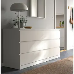 PELIKANO - Comoda Melamina Jhire Blanco 6 Cajones 1.20m