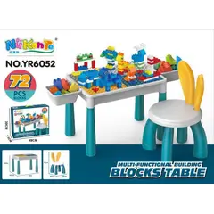 GENERICO - Mesa de Bloques con Silla de Conejito - 72 Piezas