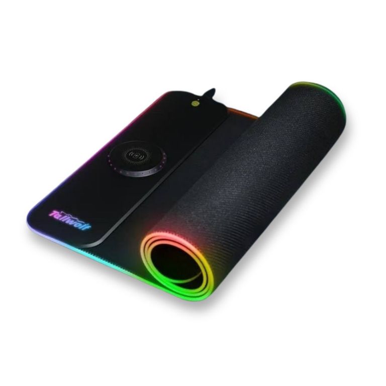 Alfombrilla Gamer Con Cargador Inalámbrico 15w De 80 X 30 y luces RGB de 10 colores