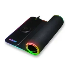 GENERICO - Alfombrilla Gamer Con Cargador Inalámbrico 15w De 80 X 30 y luces RGB de 10 colores