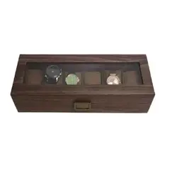 GENERICO - Caja Porta Relojes De Lujo Elegante 6 Compartimientos Marron