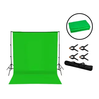 GENERICO - KIT STUDIO FONDO FOTOGRAFICO VERDE 3x5 METROS Y PARANTE