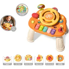 GENERICO - Mesa de Actividades con Volante Didáctico Naranja para Bebé