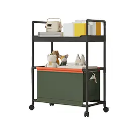 GENERICO - Carro Organizador con ruedas de 2 niveles con cesta - Verde