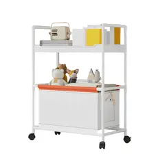GENERICO - Carro Organizador con ruedas de 2 niveles con cesta