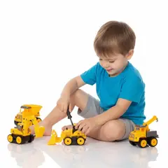 GENERICO - Set x4 Vehículos de Construcción Juguete Didáctico Desarmable + Desarmador