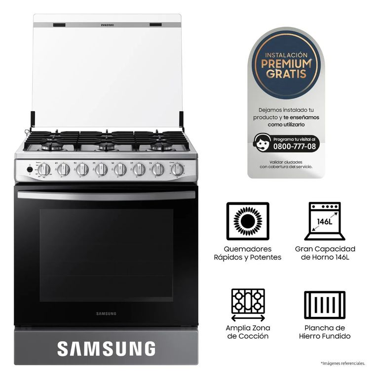 Cocina a Gas 6 hornillas con Plancha NX52T5311PSPE