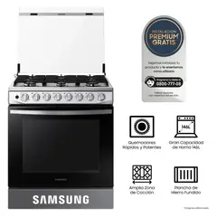 SAMSUNG - Cocina a Gas 6 hornillas con Plancha NX52T5311PSPE