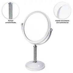 BELLESPA COSMETICS - Espejo de Tocador Glow Redondo 2 en 1 Blanco