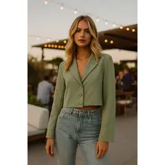 AMA OUTFITTERS - BLAZER TIPO CROP CON BOTONES