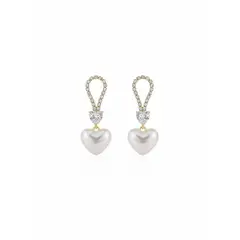 GENERICO - Aretes de corazon enchapado de plata 925