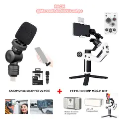 FEIYUTECH - Gimbal Estabilizador FEIYU SCORP Mini-P KIT para SmartPhonee + Micrófono SARAMONIC SmartMic UC Mini