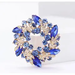 LA TIENDA 88 JOYAS Y ACCESORIOS - La Tienda 88 - Broche Prendedor de pecho Mujer flores cristales - Azul