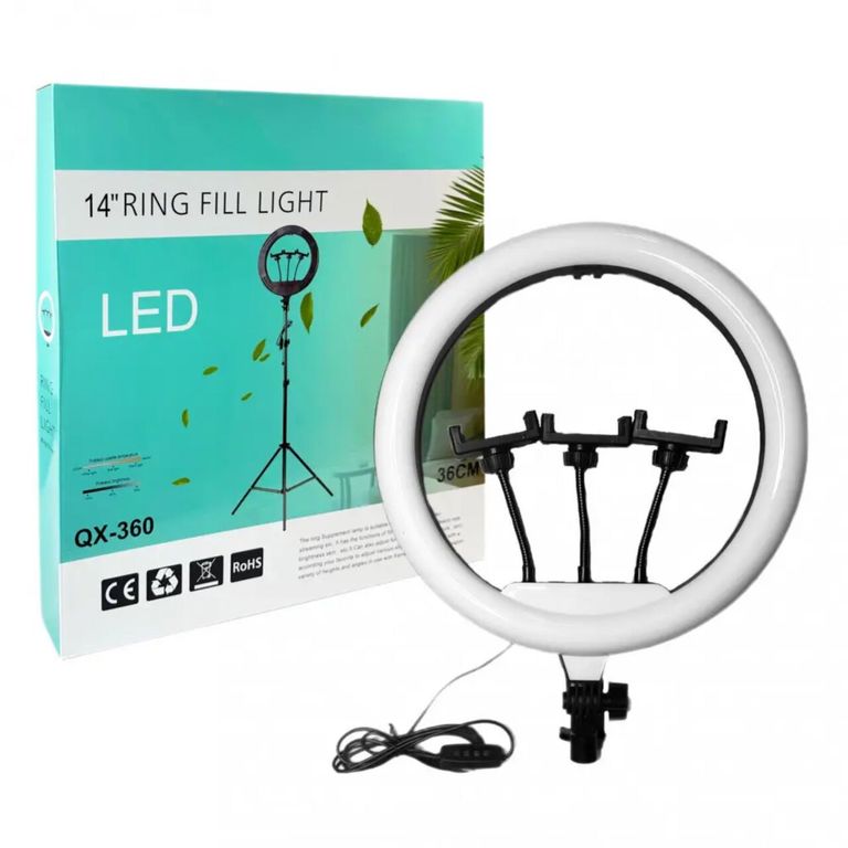 Aro Luz Led 36 Cm Con Trípode Ajustable Fotografía QX-360