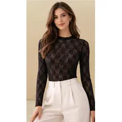 AMA OUTFITTERS - POLO LACE MANGA LARGA DE ENCAJE