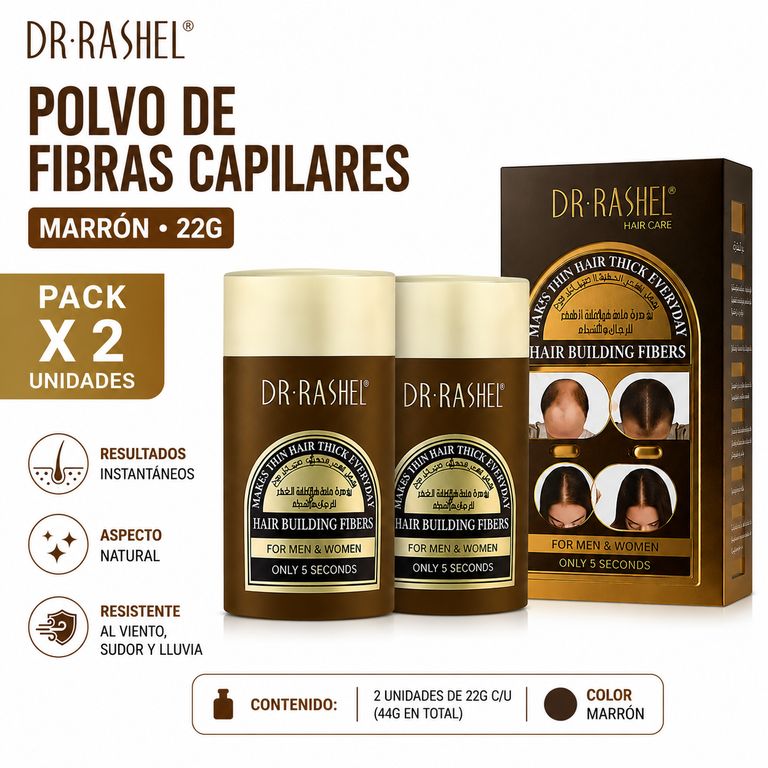 PACK 2 POLVO DE FIBRAS CAPILARES MARRÓN 22G DR RASHEL