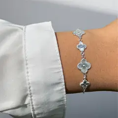 JOYERIA D'PILMER - PULSERA DE PLATA VCM TREBOL FLOREADO