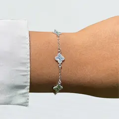 JOYERIA D'PILMER - PULSERA DE PLATA VCS TREBOL FLOREADO
