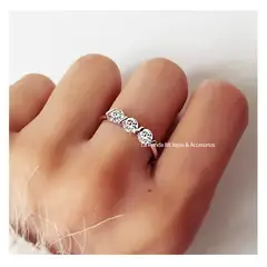 LA TIENDA 88 JOYAS Y ACCESORIOS - La Tienda 88 - Anillo De Compromiso princesa Mujer Bañado Oro 18k - Blanco