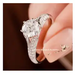 LA TIENDA 88 JOYAS Y ACCESORIOS - La Tienda 88 - Anillo De Compromiso Mujer Princesa Bañado Oro 18k - Blanco