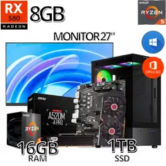 AMD - PC Gamer Ryzen 5 / RX 580 8GB / 16GB RAM / SSD 1TB / MONITOR 27 "
