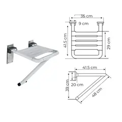 XM - Asiento Plegable para Ducha Blanco Acero Inoxidable y ABS ADB65001