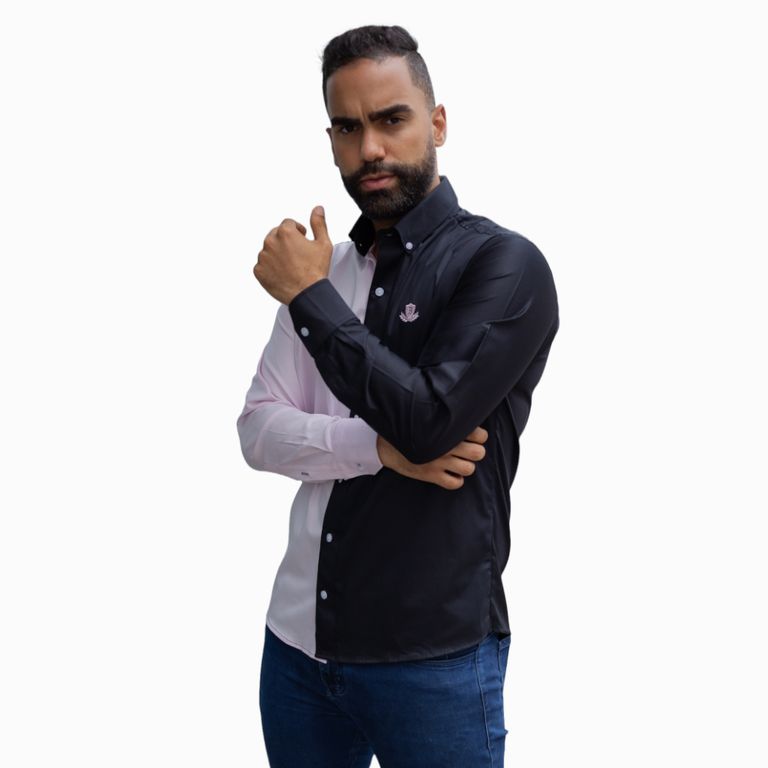 Camisa Manga Larga Piero Biani Hombre NegroRosado