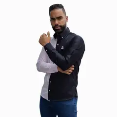 GENERICO - Camisa Manga Larga Piero Biani Hombre NegroRosado