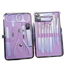 GENERICO - SET DE MANICURE -16 PIEZAS - COLOR Violeta