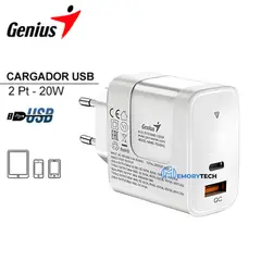 GENIUS - CARGADOR DE PARED PD-20ACP 20W BLANCO