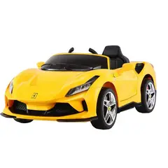 OEM - Carro Eléctrico Coche Deportivo Amarillo Estilo Ferrari F8 - Carro a Batería Para Niños