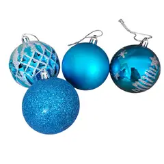 GENERICO - ADORNOS DE BOLAS DE COPO DE NIEVE PLATEADO CON PURPURINA AZUL