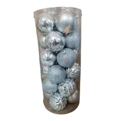 GENERICO - ADORNOS NAVIDEÑOS PACK 24 ESFERAS PLATEADO