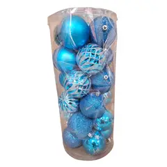 GENERICO - BOLAS NAVIDEÑO DE 6.50 CM CON DISEÑO DE ARBOL AZUL