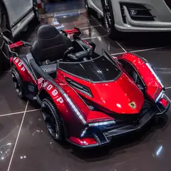 OEM - Carro Eléctrico coche Deportivo Rojo Estilo Lamborguini V12 Vision Gran Turismo 6V 380 Motor