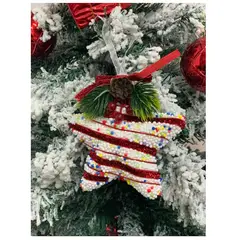GENERICO - Adorno Navideño Estrellas Rojas Y Blancas 11 Cm Decoración De Árbol