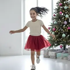 GENERICO - Falda Tul Tutú Roja Niña Algodón Angela Kids