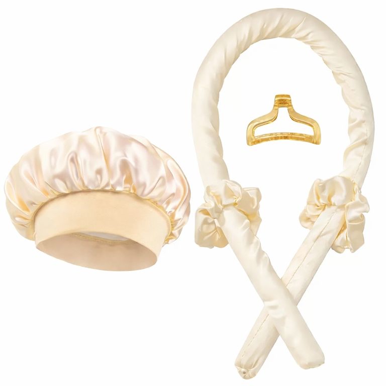 SET DE GORRO SATIN + ONDULADOR BEIGE